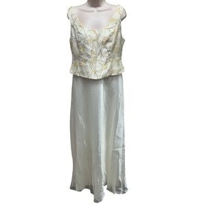 Maria Bonita women’s prom dress golden glitter floral fairy size XL full length